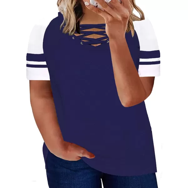 Happy Sailed Womens Plus Size Tunic Tops Summer Short Sleeve V Neck/Crew Neck Loose Casual Tee Shirt
