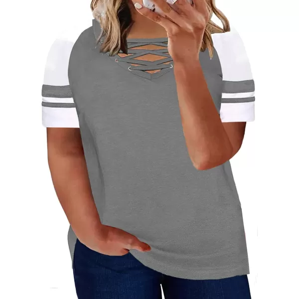 Happy Sailed Womens Plus Size Tunic Tops Summer Short Sleeve V Neck/Crew Neck Loose Casual Tee Shirt