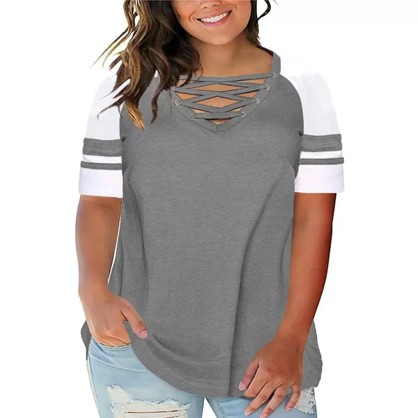 Happy Sailed Womens Plus Size Tunic Tops Summer Short Sleeve V Neck/Crew Neck Loose Casual Tee Shirt