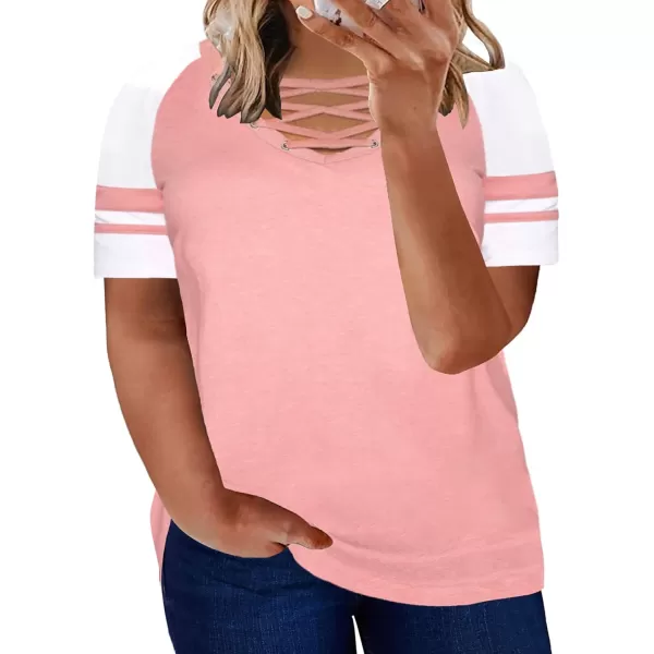 Happy Sailed Womens Plus Size Tunic Tops Summer Short Sleeve V Neck/Crew Neck Loose Casual Tee Shirt