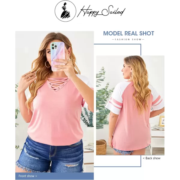 Happy Sailed Womens Plus Size Tunic Tops Summer Short Sleeve V Neck/Crew Neck Loose Casual Tee Shirt