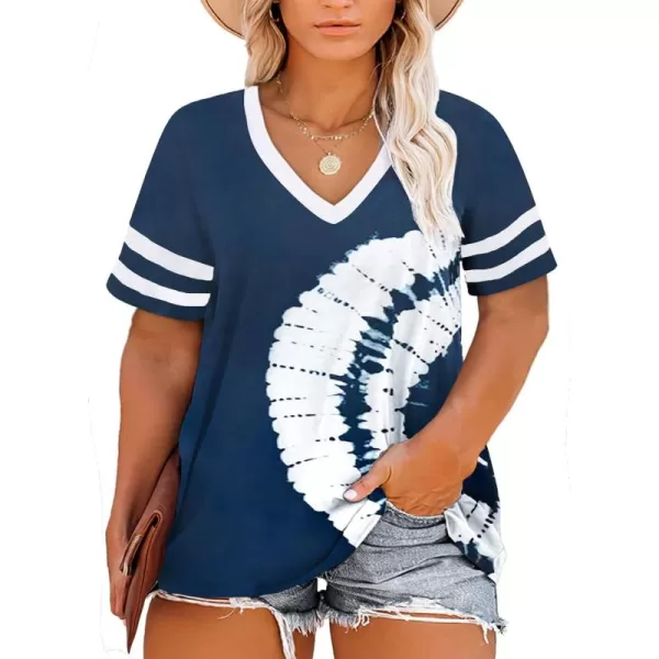 Happy Sailed Womens Plus Size Tunic Tops Summer Short Sleeve V Neck/Crew Neck Loose Casual Tee Shirt