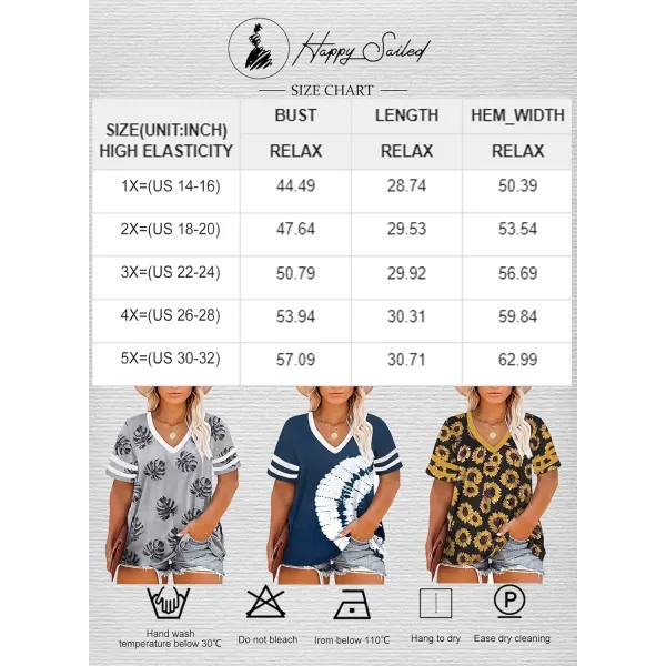 Happy Sailed Womens Plus Size Tunic Tops Summer Short Sleeve V Neck/Crew Neck Loose Casual Tee Shirt
