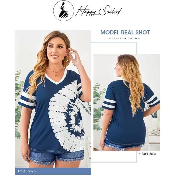 Happy Sailed Womens Plus Size Tunic Tops Summer Short Sleeve V Neck/Crew Neck Loose Casual Tee Shirt