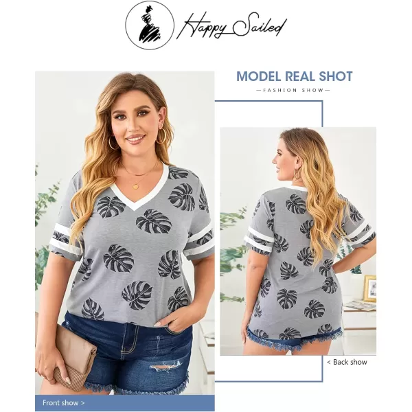 Happy Sailed Womens Plus Size Tunic Tops Summer Short Sleeve V Neck/Crew Neck Loose Casual Tee Shirt
