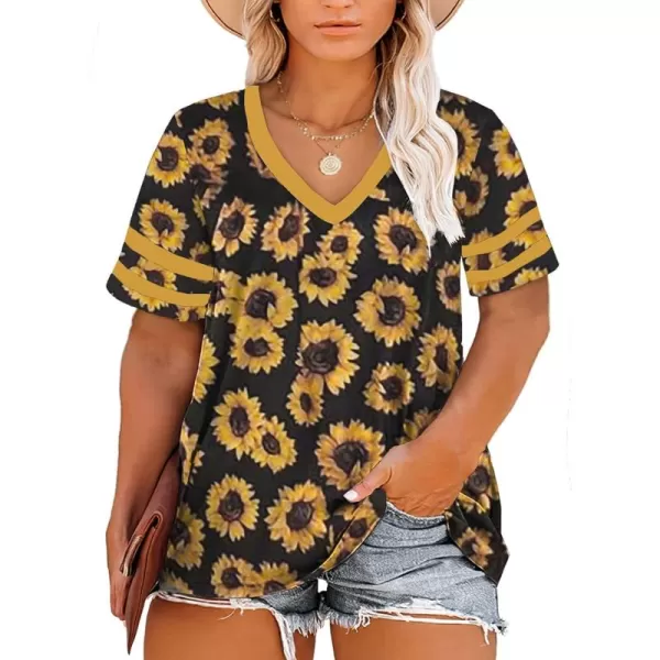 Happy Sailed Womens Plus Size Tunic Tops Summer Short Sleeve V Neck/Crew Neck Loose Casual Tee Shirt
