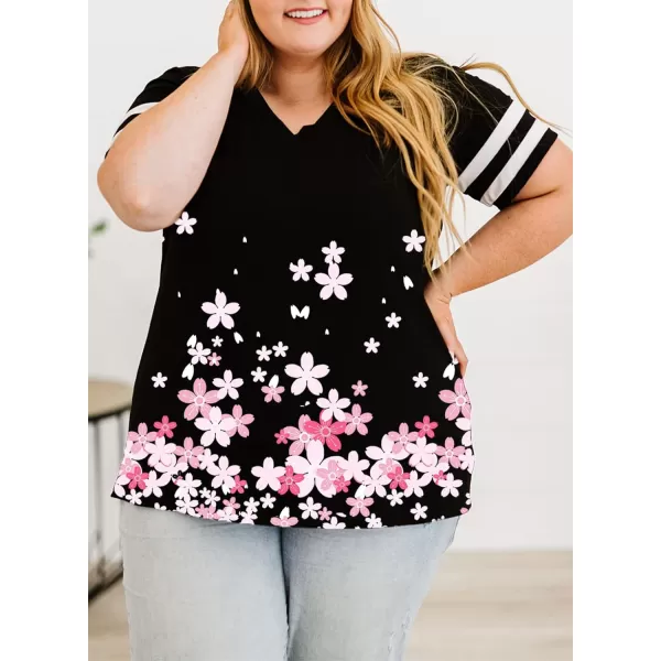 Happy Sailed Womens Plus Size Tunic Tops Summer Short Sleeve V Neck/Crew Neck Loose Casual Tee Shirt