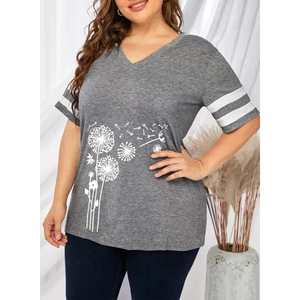 Happy Sailed Womens Plus Size Tunic Tops Summer Short Sleeve V Neck/Crew Neck Loose Casual Tee Shirt