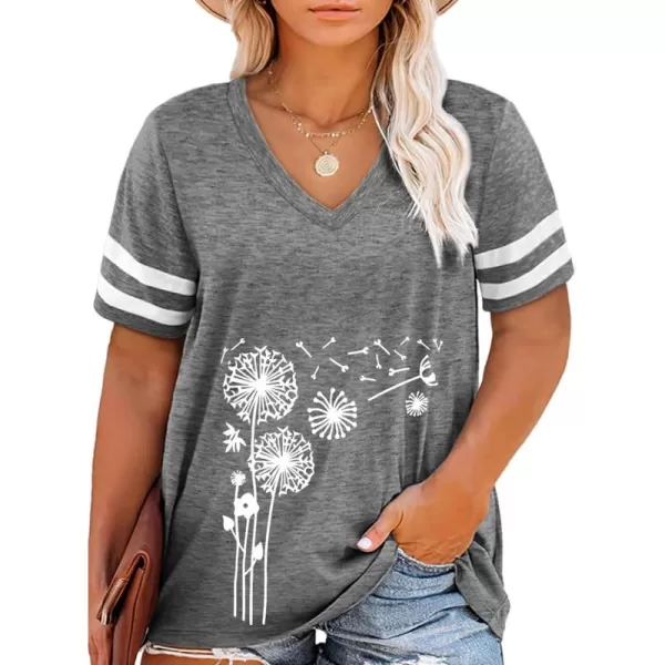 Happy Sailed Womens Plus Size Tunic Tops Summer Short Sleeve V Neck/Crew Neck Loose Casual Tee Shirt