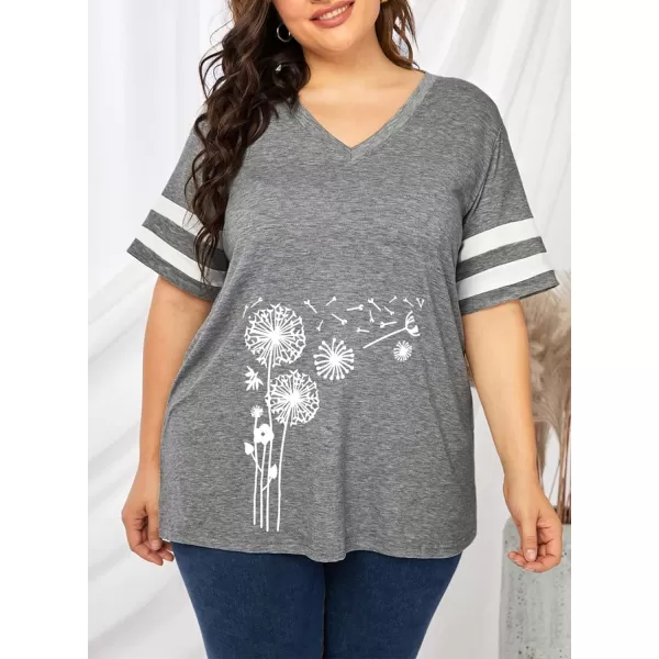 Happy Sailed Womens Plus Size Tunic Tops Summer Short Sleeve V Neck/Crew Neck Loose Casual Tee Shirt