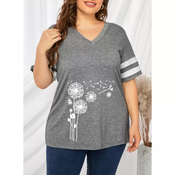 Happy Sailed Womens Plus Size Tunic Tops Summer Short Sleeve V Neck/Crew Neck Loose Casual Tee Shirt