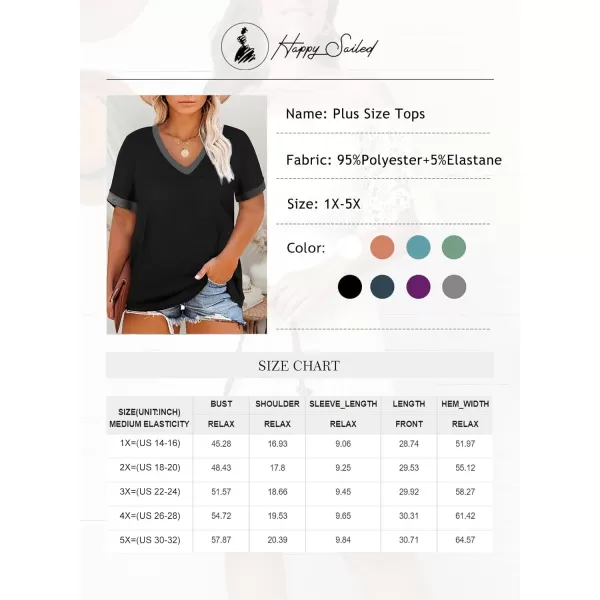 Happy Sailed Womens Plus Size Tunic Tops Summer Short Sleeve V Neck/Crew Neck Loose Casual Tee Shirt