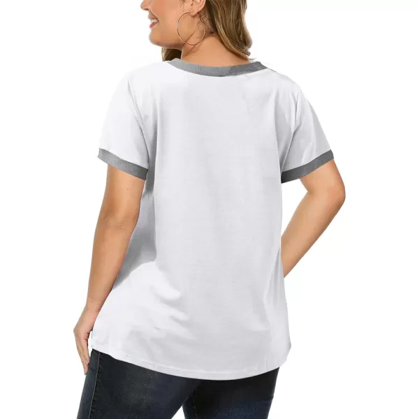 Happy Sailed Womens Plus Size Tunic Tops Summer Short Sleeve V Neck/Crew Neck Loose Casual Tee Shirt