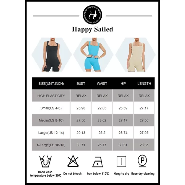 Happy Sailed Womens Rompers Summer Sleeveless Square Neck Racerback Ribbed One Piece Tummy Control Bodycon Short Jumpsuit
