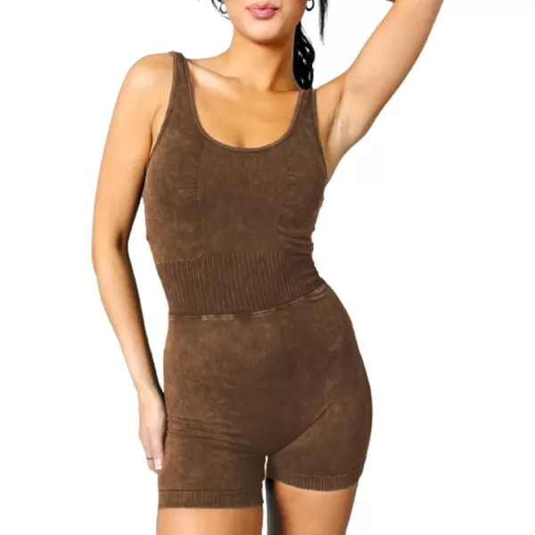 Happy Sailed Womens Rompers Summer Sleeveless Square Neck Racerback Ribbed One Piece Tummy Control Bodycon Short Jumpsuit