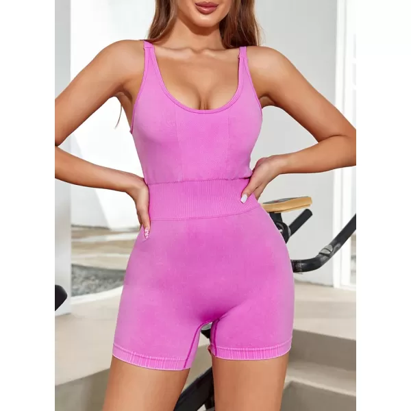 Happy Sailed Womens Rompers Summer Sleeveless Square Neck Racerback Ribbed One Piece Tummy Control Bodycon Short Jumpsuit