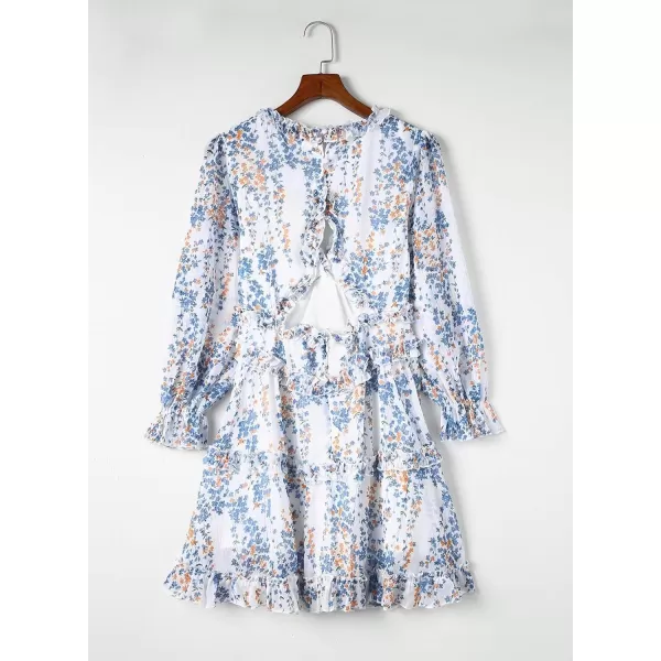 Happy Sailed Womens Summer Long Sleeve Dress 2023 Deep V Neck Ruffle Layer Swing Mini Dresses