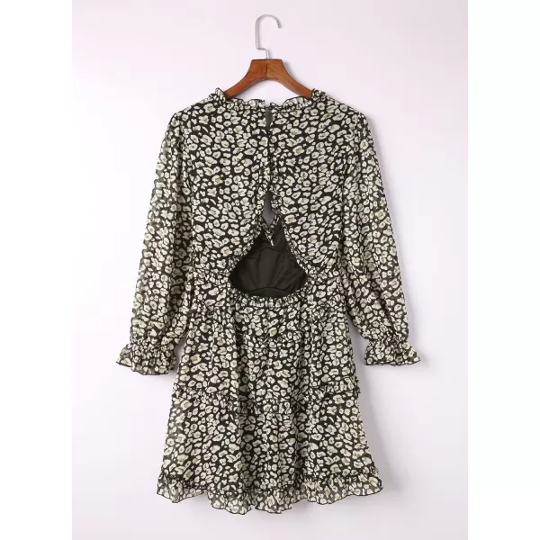 Happy Sailed Womens Summer Long Sleeve Dress 2023 Deep V Neck Ruffle Layer Swing Mini Dresses
