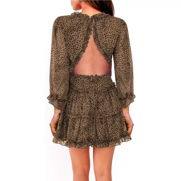 Happy Sailed Womens Summer Long Sleeve Dress 2023 Deep V Neck Ruffle Layer Swing Mini Dresses