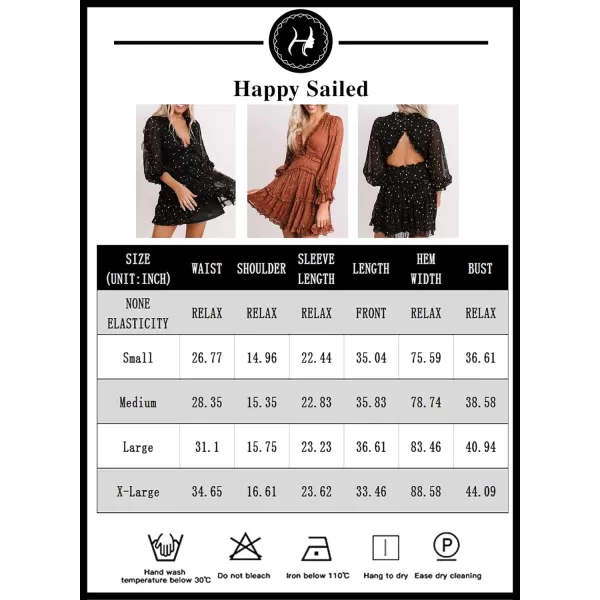 Happy Sailed Womens Summer Long Sleeve Dress 2023 Deep V Neck Ruffle Layer Swing Mini Dresses