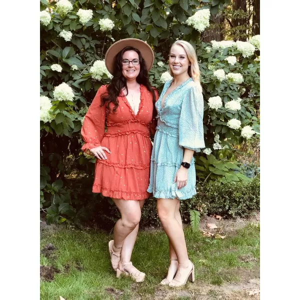 Happy Sailed Womens Summer Long Sleeve Dress 2023 Deep V Neck Ruffle Layer Swing Mini Dresses