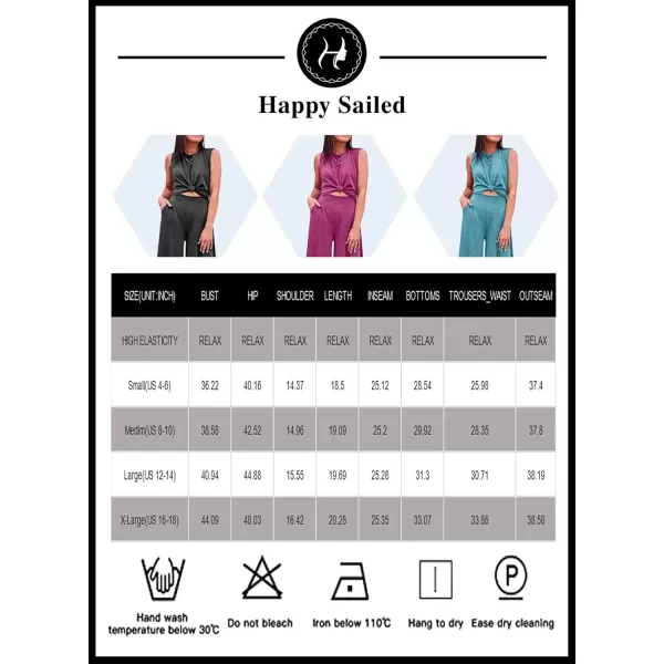 Happy Sailed Women's Summer One Piece Outfits Casual Sleeveless Cut Out Front Knot Jumpsuits Wide Leg Romper with Pockets