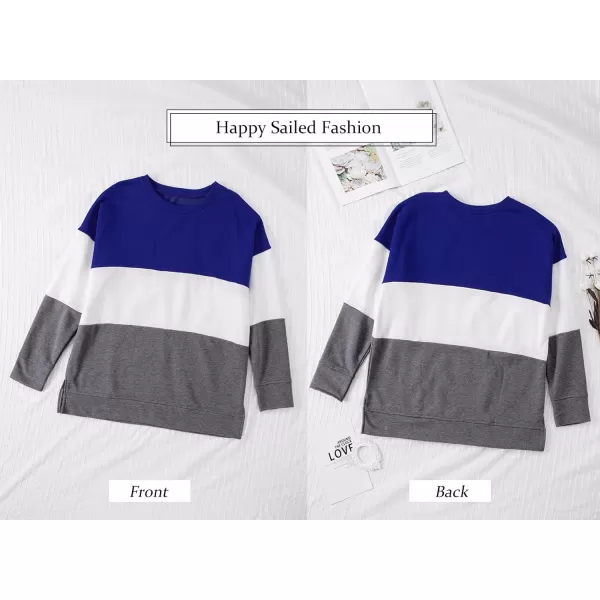 Happy Sailed Womens Tie Dye Printed Sweatshirt Loose Casual Long Sleeve Crewneck Striped Pullover Tops
