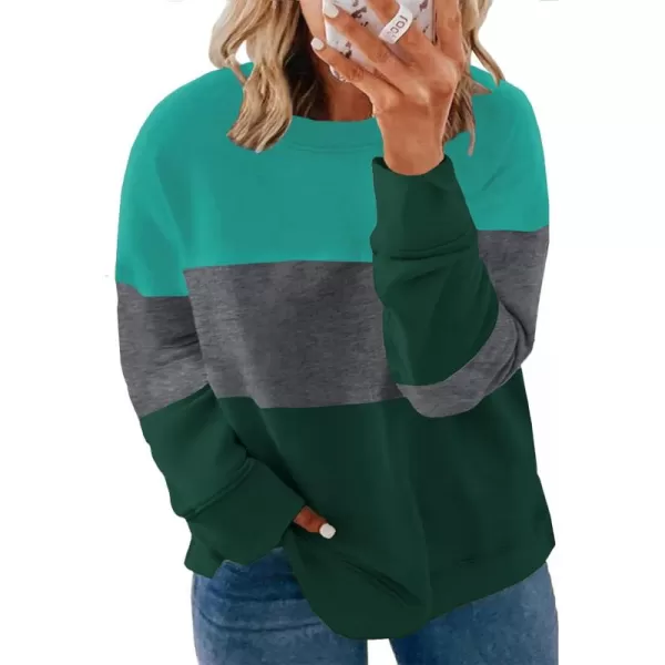 Happy Sailed Womens Tie Dye Printed Sweatshirt Loose Casual Long Sleeve Crewneck Striped Pullover Tops