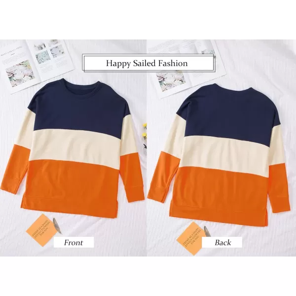 Happy Sailed Womens Tie Dye Printed Sweatshirt Loose Casual Long Sleeve Crewneck Striped Pullover Tops