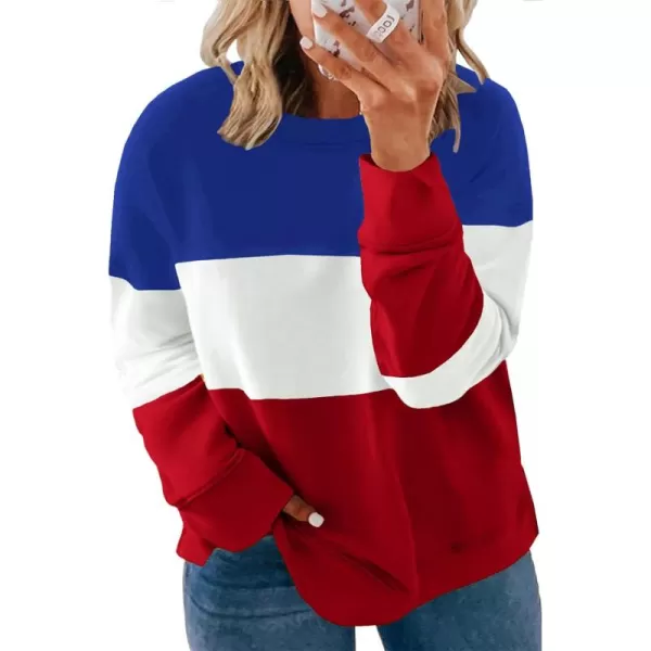 Happy Sailed Womens Tie Dye Printed Sweatshirt Loose Casual Long Sleeve Crewneck Striped Pullover Tops