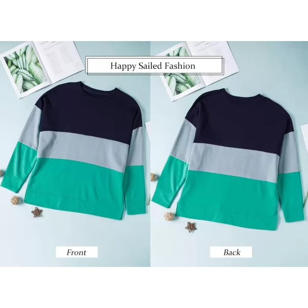 Happy Sailed Womens Tie Dye Printed Sweatshirt Loose Casual Long Sleeve Crewneck Striped Pullover Tops