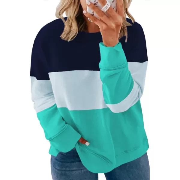 Happy Sailed Womens Tie Dye Printed Sweatshirt Loose Casual Long Sleeve Crewneck Striped Pullover Tops