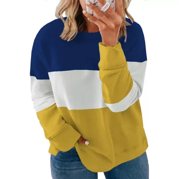 Happy Sailed Womens Tie Dye Printed Sweatshirt Loose Casual Long Sleeve Crewneck Striped Pullover Tops