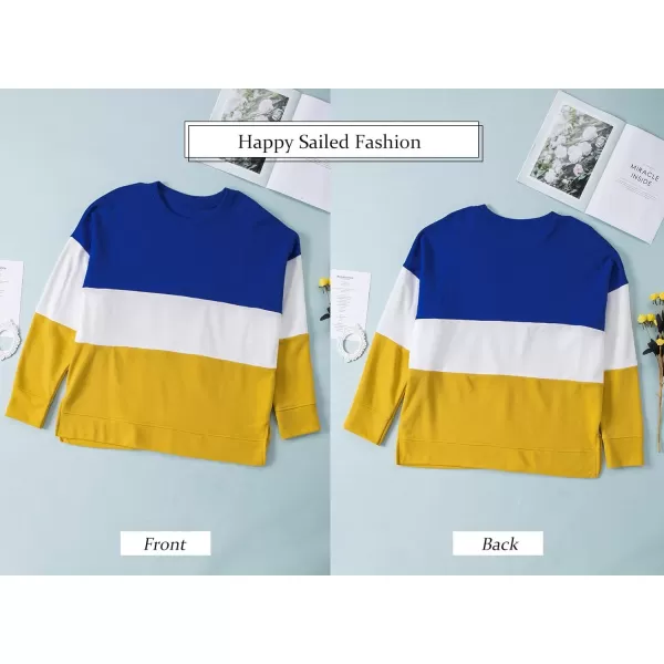 Happy Sailed Womens Tie Dye Printed Sweatshirt Loose Casual Long Sleeve Crewneck Striped Pullover Tops