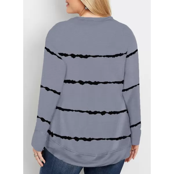 Happy Sailed Womens Tie Dye Printed Sweatshirt Loose Casual Long Sleeve Crewneck Striped Pullover Tops