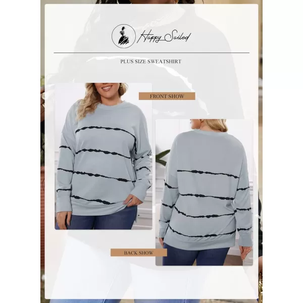 Happy Sailed Womens Tie Dye Printed Sweatshirt Loose Casual Long Sleeve Crewneck Striped Pullover Tops