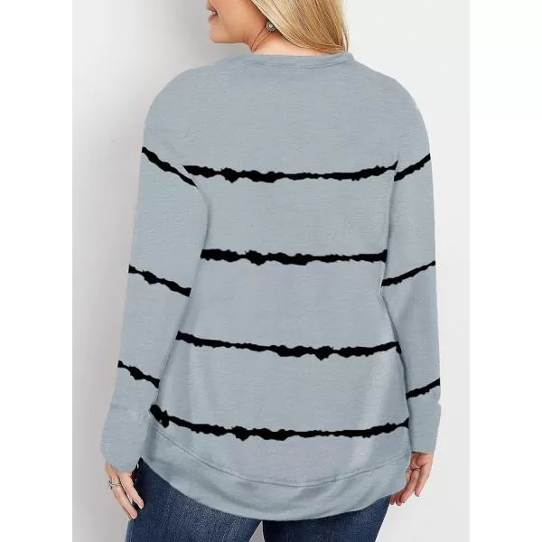 Happy Sailed Womens Tie Dye Printed Sweatshirt Loose Casual Long Sleeve Crewneck Striped Pullover Tops