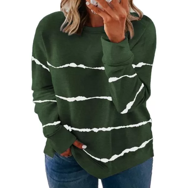 Happy Sailed Womens Tie Dye Printed Sweatshirt Loose Casual Long Sleeve Crewneck Striped Pullover Tops