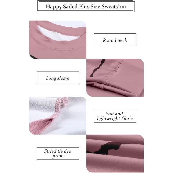 Happy Sailed Womens Tie Dye Printed Sweatshirt Loose Casual Long Sleeve Crewneck Striped Pullover Tops