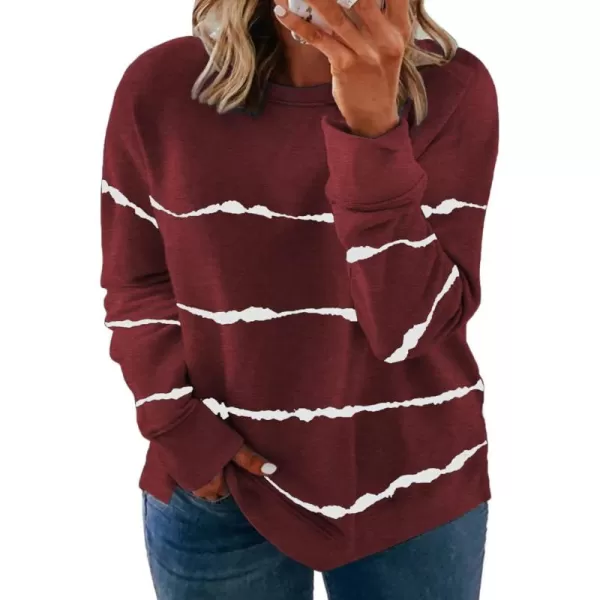 Happy Sailed Womens Tie Dye Printed Sweatshirt Loose Casual Long Sleeve Crewneck Striped Pullover Tops