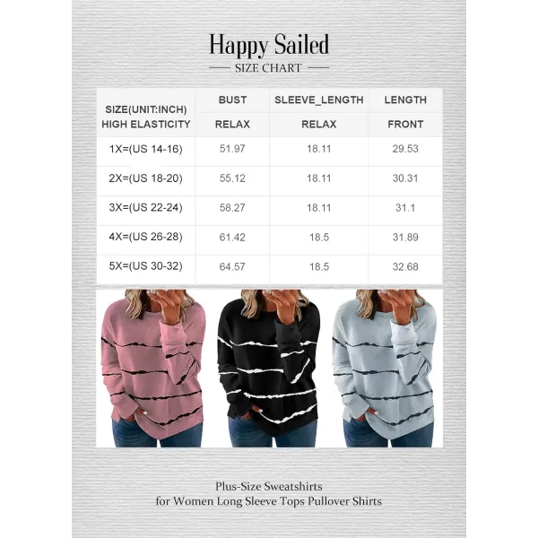 Happy Sailed Womens Tie Dye Printed Sweatshirt Loose Casual Long Sleeve Crewneck Striped Pullover Tops