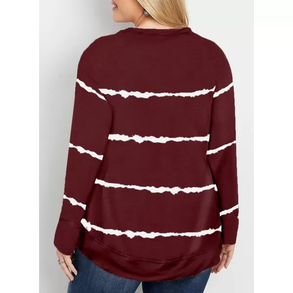 Happy Sailed Womens Tie Dye Printed Sweatshirt Loose Casual Long Sleeve Crewneck Striped Pullover Tops