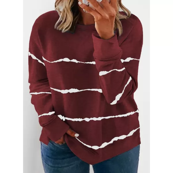 Happy Sailed Womens Tie Dye Printed Sweatshirt Loose Casual Long Sleeve Crewneck Striped Pullover Tops
