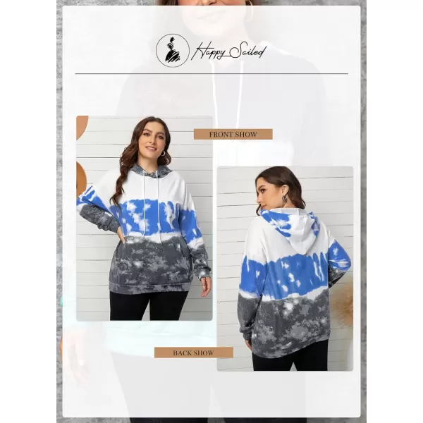 Happy Sailed Womens Tie Dye Printed Sweatshirt Loose Casual Long Sleeve Crewneck Striped Pullover Tops