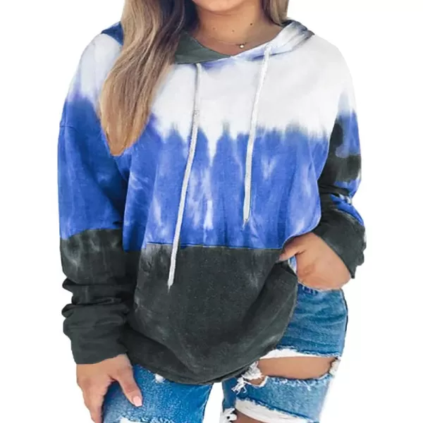 Happy Sailed Womens Tie Dye Printed Sweatshirt Loose Casual Long Sleeve Crewneck Striped Pullover Tops