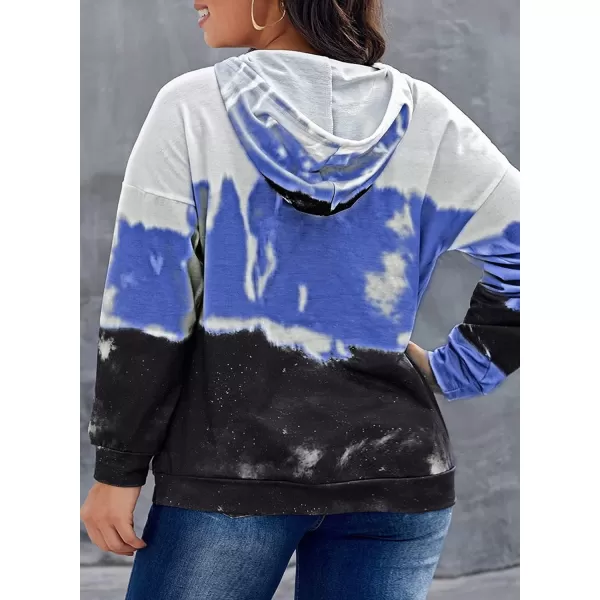 Happy Sailed Womens Tie Dye Printed Sweatshirt Loose Casual Long Sleeve Crewneck Striped Pullover Tops