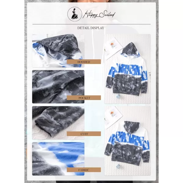 Happy Sailed Womens Tie Dye Printed Sweatshirt Loose Casual Long Sleeve Crewneck Striped Pullover Tops