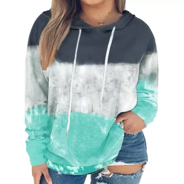 Happy Sailed Womens Tie Dye Printed Sweatshirt Loose Casual Long Sleeve Crewneck Striped Pullover Tops