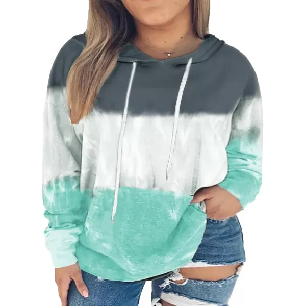 Happy Sailed Womens Tie Dye Printed Sweatshirt Loose Casual Long Sleeve Crewneck Striped Pullover Tops