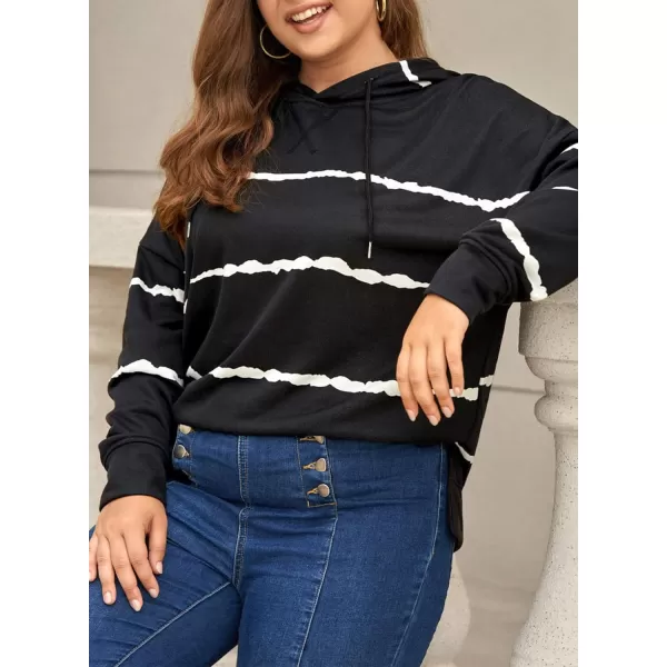 Happy Sailed Womens Tie Dye Printed Sweatshirt Loose Casual Long Sleeve Crewneck Striped Pullover Tops